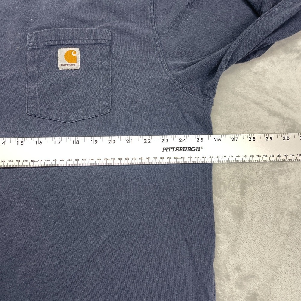 Carhartt Pocket T-Shirt Mens XL Blue Original Fit Crew Neck Long Sleeve Pullover - Picture 7 of 7